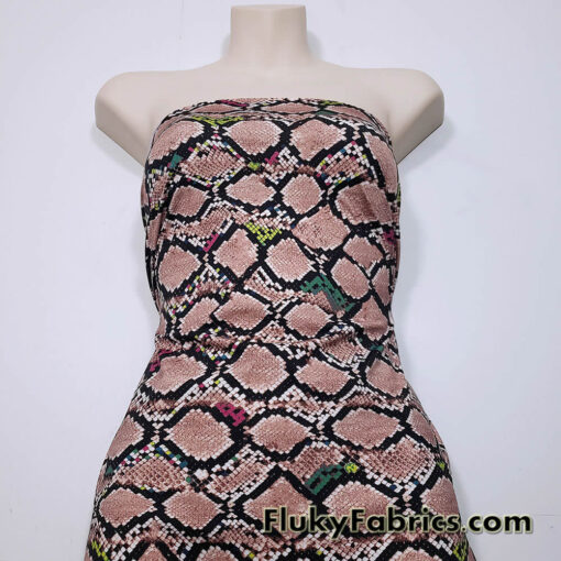 Light Brown Snakeskin Print 4-Way Stretch Nylon Spandex Fabric Swimsuit Fabric