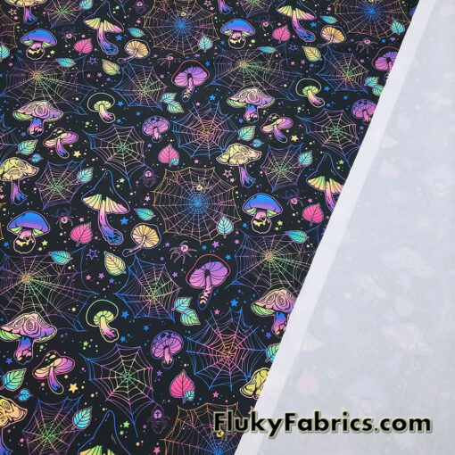 Psychedelic Halloween Mushroom Trip Print 4-Way Stretch Poly Spandex Fabric
