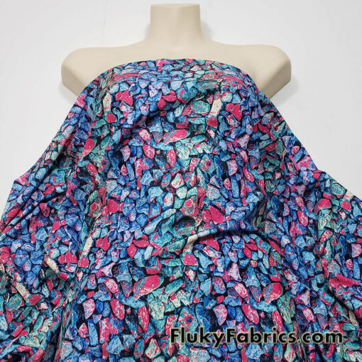 Underwater River Rocks Print 4-Way Stretch Nylon Spandex Fabric Swimsuit Fabric