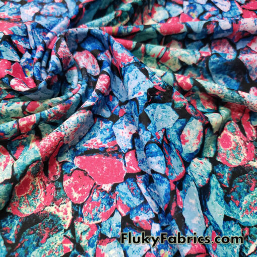 Underwater River Rocks Print 4-Way Stretch Nylon Spandex Fabric Swimsuit Fabric