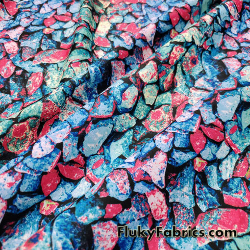 Underwater River Rocks Print 4-Way Stretch Nylon Spandex Fabric Swimsuit Fabric