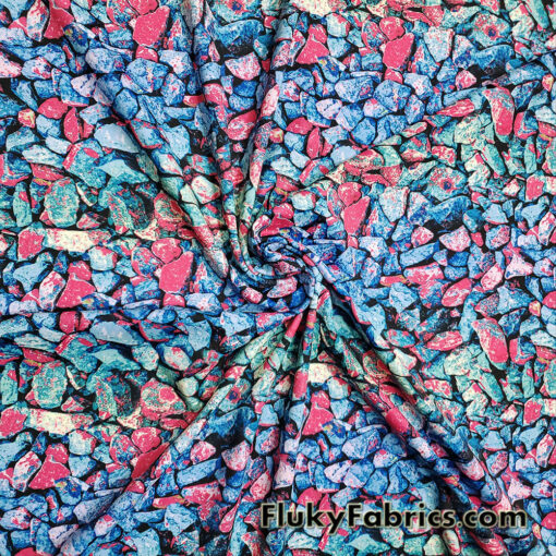 Underwater River Rocks Print 4-Way Stretch Nylon Spandex Fabric Swimsuit Fabric