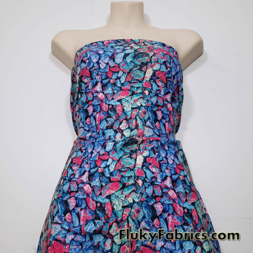 Underwater River Rocks Print 4-Way Stretch Nylon Spandex Fabric Swimsuit Fabric
