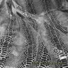 Black on White Exotic Dragon Scales Black Foil on White Crushed Ice Velvet 4-Way Stretch Fabric