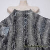 Black on White Exotic Dragon Scales Black Foil on White Crushed Ice Velvet 4-Way Stretch Fabric