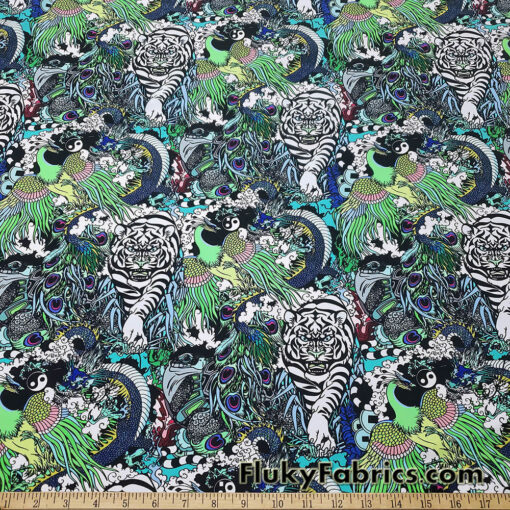 Chinese Supernatural Spirits 4-Way Stretch Nylon Spandex Fabric