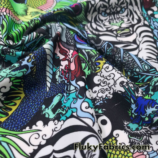 Chinese Supernatural Spirits 4-Way Stretch Nylon Spandex Fabric