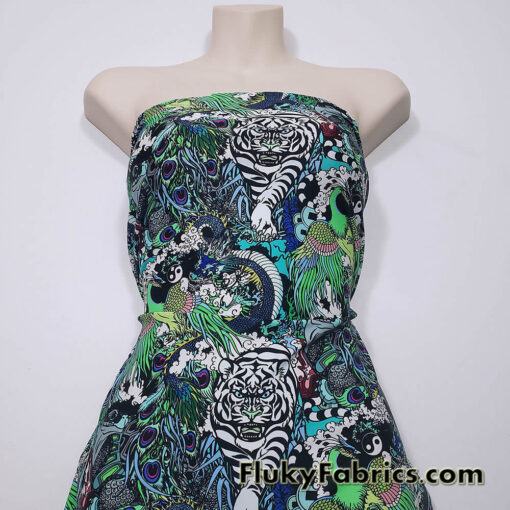 Chinese Supernatural Spirits 4-Way Stretch Nylon Spandex Fabric