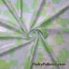 Lime Green and White Colorful Foggy Foil Metallic Cow Print 4-Way Stretch Spandex Fabric