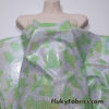 Lime Green and White Colorful Foggy Foil Metallic Cow Print 4-Way Stretch Spandex Fabric