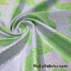 Lime Green and White Colorful Foggy Foil Metallic Cow Print 4-Way Stretch Spandex Fabric