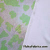 Lime Green and White Colorful Foggy Foil Metallic Cow Print 4-Way Stretch Spandex Fabric