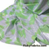 Lime Green and White Colorful Foggy Foil Metallic Cow Print 4-Way Stretch Spandex Fabric