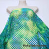 Marine Green Tie Dye Diamond Fishnet 4-Way Stretch Fabric