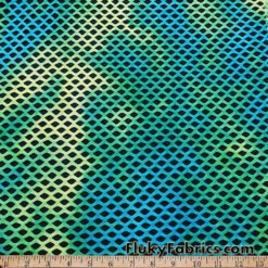 Marine Green Tie Dye Diamond Fishnet 4Way Stretch Fabric by The Yard @flukyfabrics.com