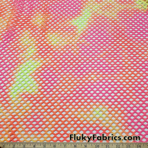 Neon Tie Dye Diamond Fishnet 4-Way Stretch Fabric