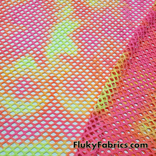 Neon Tie Dye Diamond Fishnet 4-Way Stretch Fabric