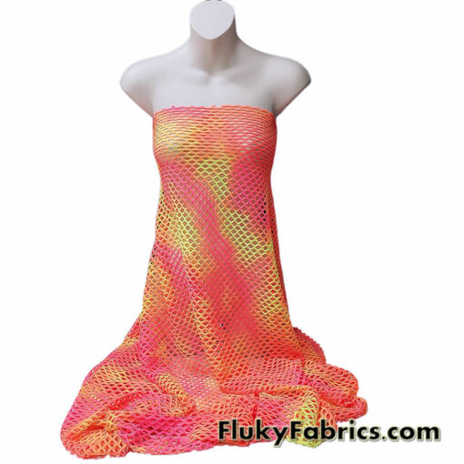 Neon Tie Dye Diamond Fishnet 4-Way Stretch Fabric