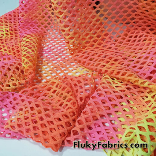 Neon Tie Dye Diamond Fishnet 4-Way Stretch Fabric