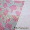 Pink and White Cow Print 4-Way Stretch Fabric with a Shattered Glass Rainbow Metallic Foil Micro Dots