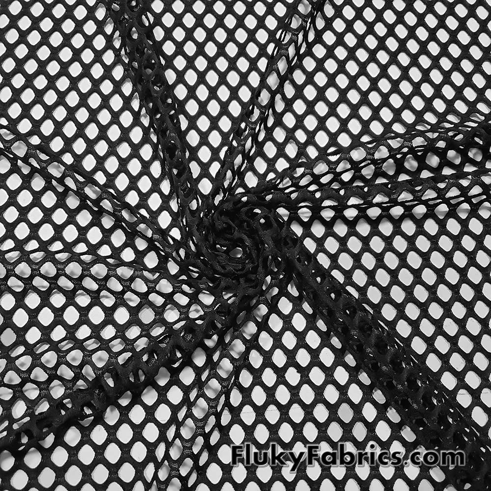Versatile Black Fishnet Fabric with Diamond-Shaped Holes by The