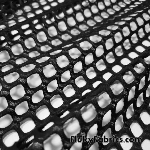 Versatile Black Fishnet Fabric with Diamond-Shaped Holes
