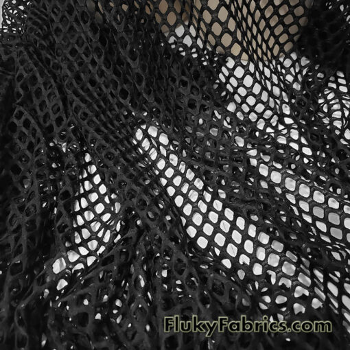 Versatile Black Fishnet Fabric with Diamond-Shaped Holes