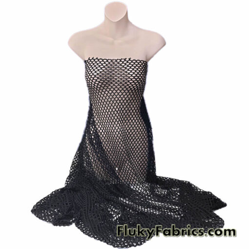 Versatile Black Fishnet Fabric with Diamond-Shaped Holes