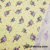 Winter Themed Vintage Cotton Rib Knit Fabric – Skiing Snowmen on Pastel Yellow