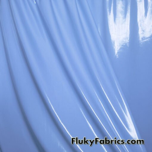 Baby Blue Imitation Latex Fabric – Glossy Liquid Look with 4-Way Stretch