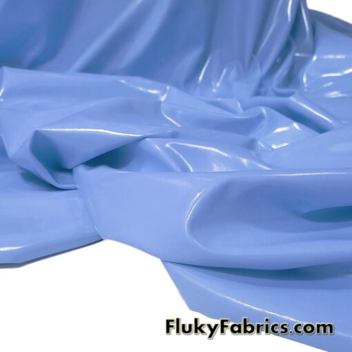 Baby Blue Imitation Latex Fabric – Glossy Liquid Look with 4-Way Stretch