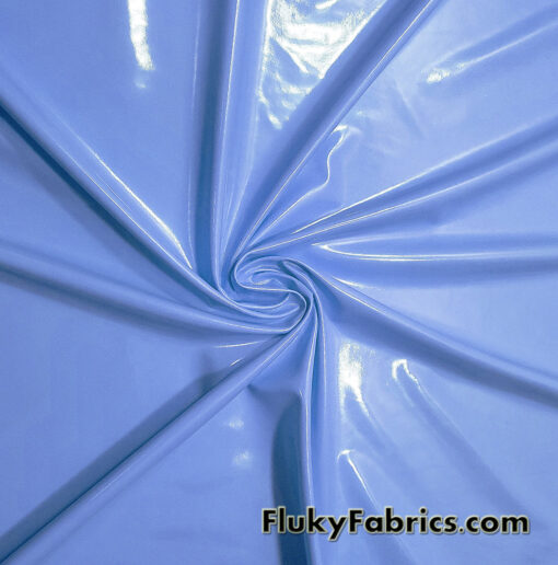 Baby Blue Imitation Latex Fabric – Glossy Liquid Look with 4-Way Stretch