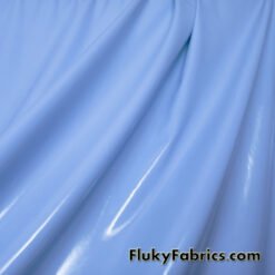 Baby Blue Imitation Latex Fabric - Glossy Liquid Look with 4-Way Stretch at flukyfabrics.com
