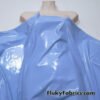 Baby Blue Imitation Latex Fabric – Glossy Liquid Look with 4-Way Stretch
