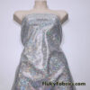 Silver Iridescent Shattered Glass Style 4-Way Stretch Spandex Fabric | Metallic Finish