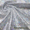 Silver Iridescent Shattered Glass Style 4-Way Stretch Spandex Fabric | Metallic Finish