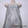Silver Iridescent Shattered Glass Style 4-Way Stretch Spandex Fabric | Metallic Finish