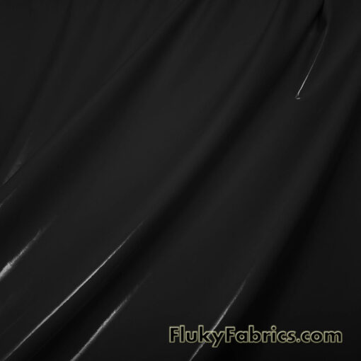 Black Imitation Latex Fabric – Glossy Liquid Look with 4-Way Stretch