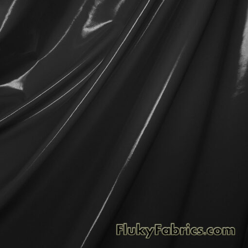 Black Imitation Latex Fabric – Glossy Liquid Look with 4-Way Stretch