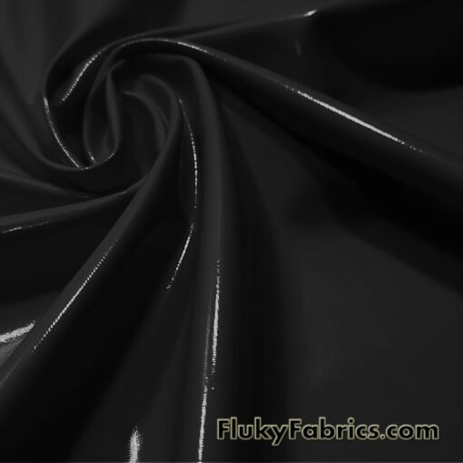 Black Imitation Latex Fabric – Glossy Liquid Look with 4-Way Stretch