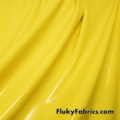 Bright Yellow Imitation Latex Fabric - Glossy Liquid Look with 4-Way Stretch by The Yard @flukyfabrics.com