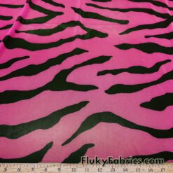 Hot Pink and Black Abstract Animal Print 4-Way Stretch Mesh Sheer Spandex Fabric by the Yard @flukyfabrics.com