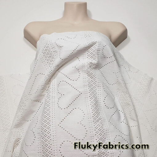 Off White Faux Crochet 4-Way Stretch Nylon Spandex Fabric