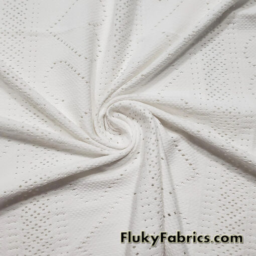 Off White Faux Crochet 4-Way Stretch Nylon Spandex Fabric