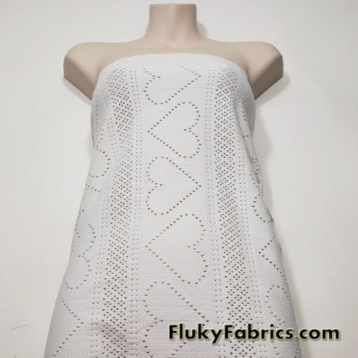 Off White Faux Crochet 4-Way Stretch Nylon Spandex Fabric