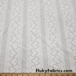 Small Hearts Off White Faux Crochet 4-Way Stretch Nylon Spandex Fabric