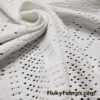 Small Hearts Off White Faux Crochet 4-Way Stretch Nylon Spandex Fabric