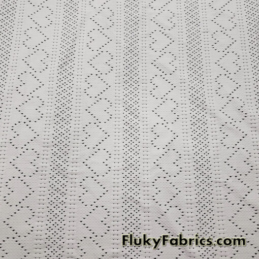 Small Hearts Off White Faux Crochet 4-Way Stretch Nylon Spandex Fabric