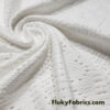 Small Hearts Off White Faux Crochet 4-Way Stretch Nylon Spandex Fabric