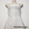 Small Hearts Off White Faux Crochet 4-Way Stretch Nylon Spandex Fabric